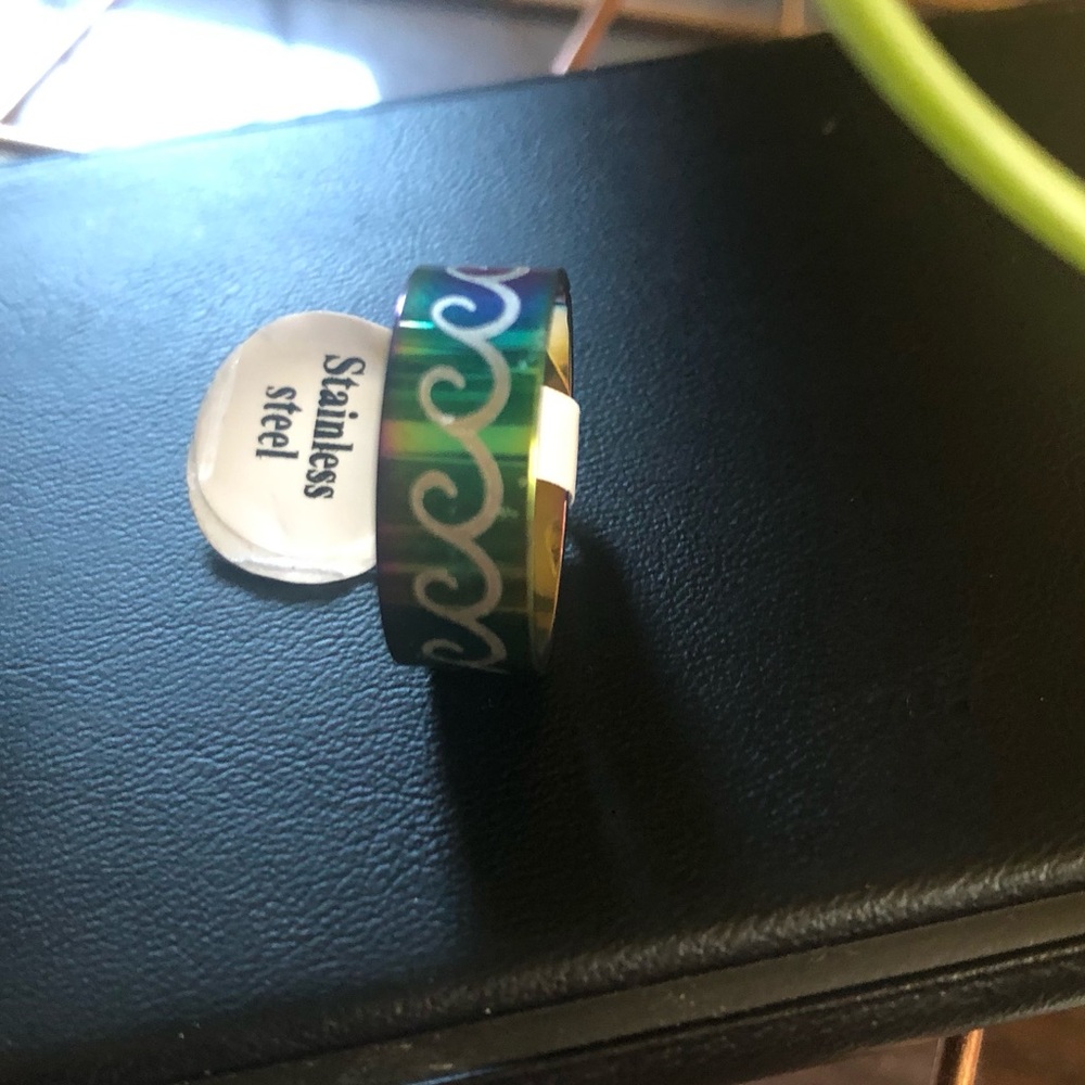 Stainless Steel Wave Pattern Ring Size 7 W 5 mm New